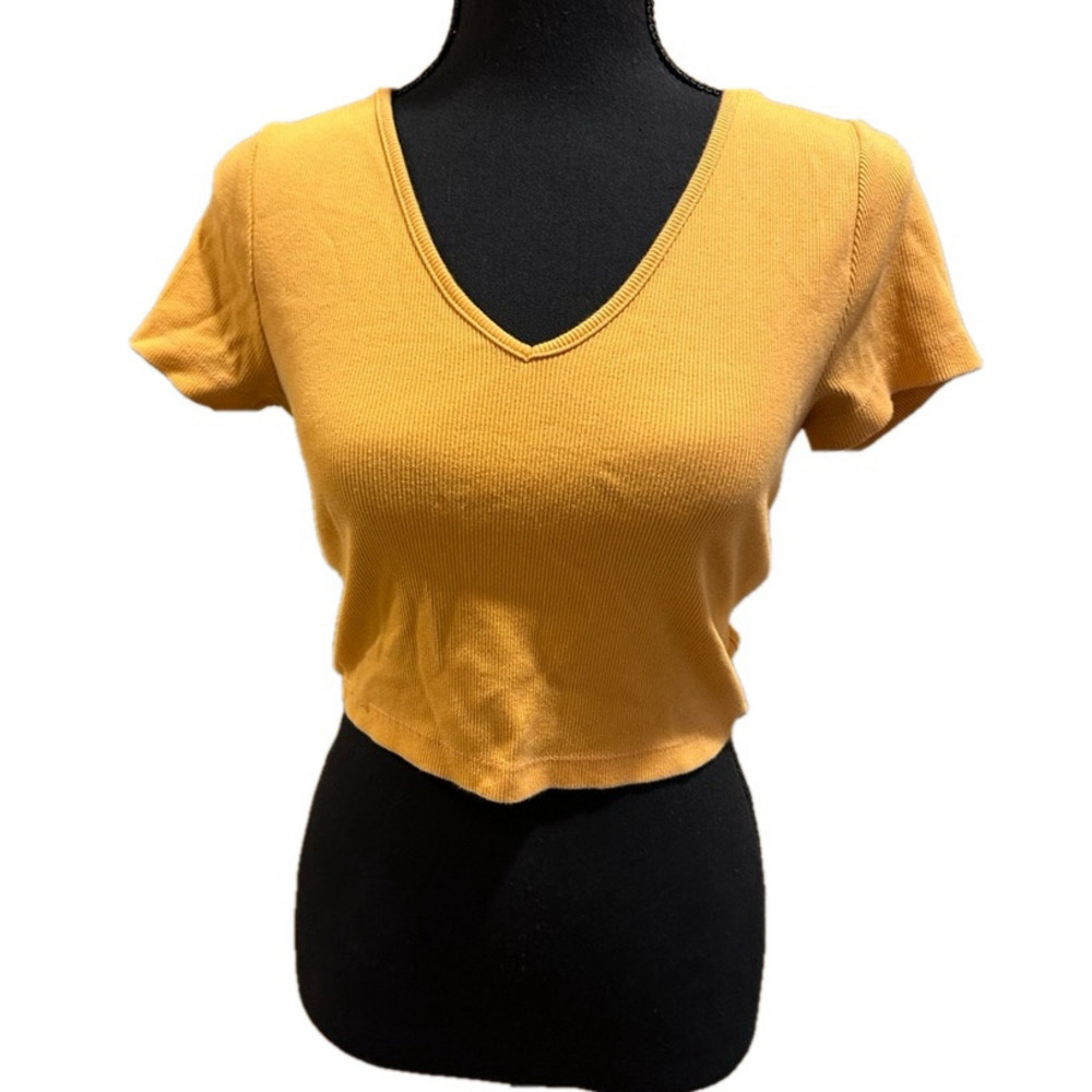 WILD FABLE ORANGE SHORT SLEEVE CROP WITH TIE BACK DETAIL